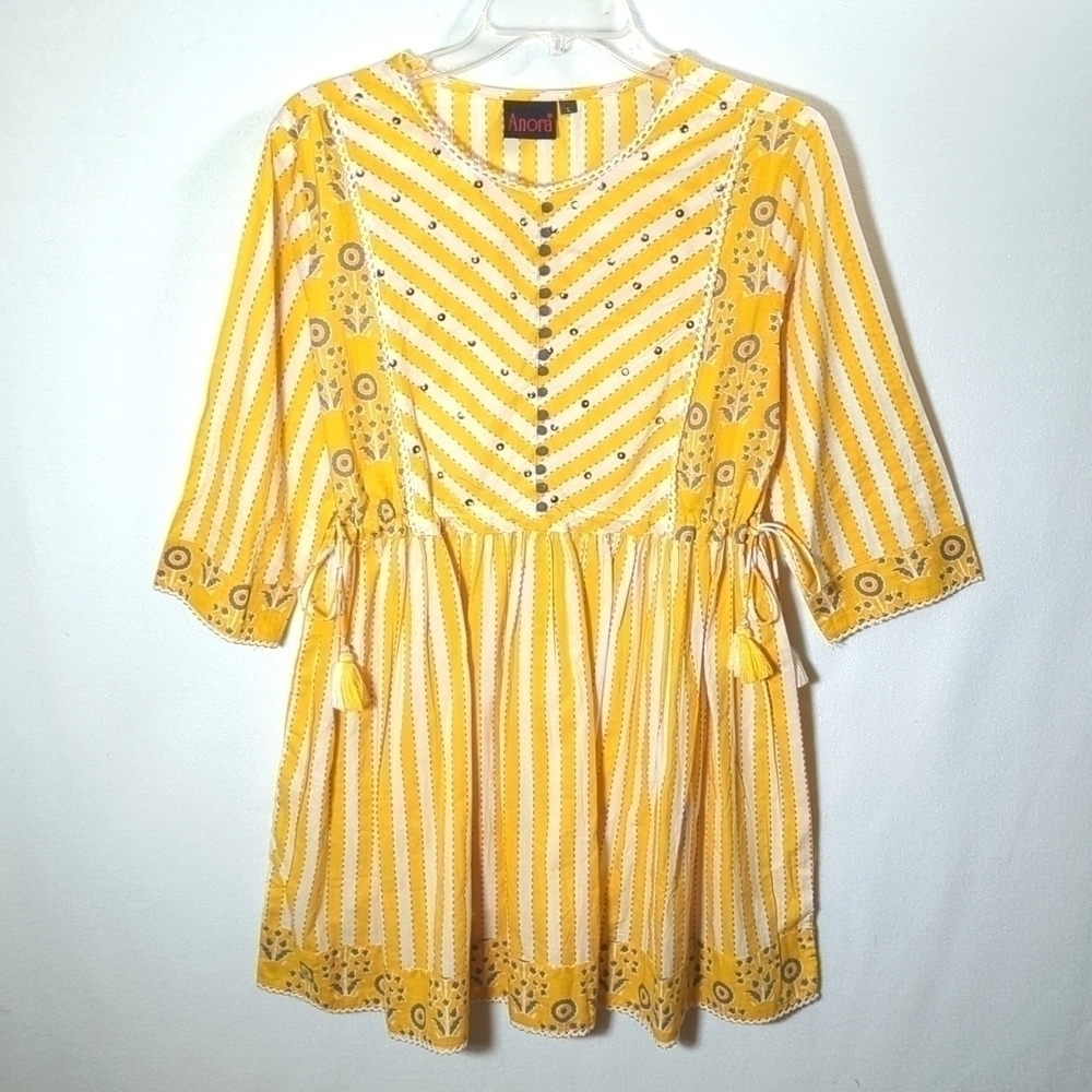 Anora Yellow Boho Dress L